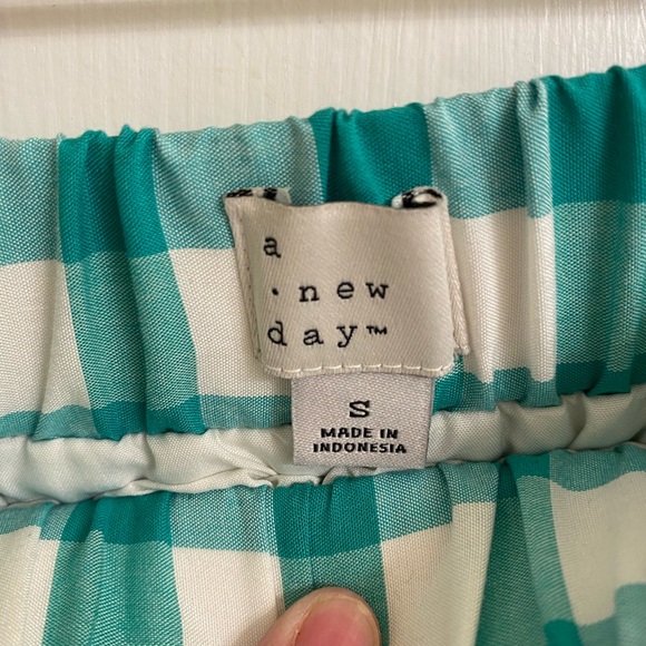 a new day Green Gingham Midi Skirt Pleated Swishy Garden Party Fairy Skirt Small - Picture 9 of 13